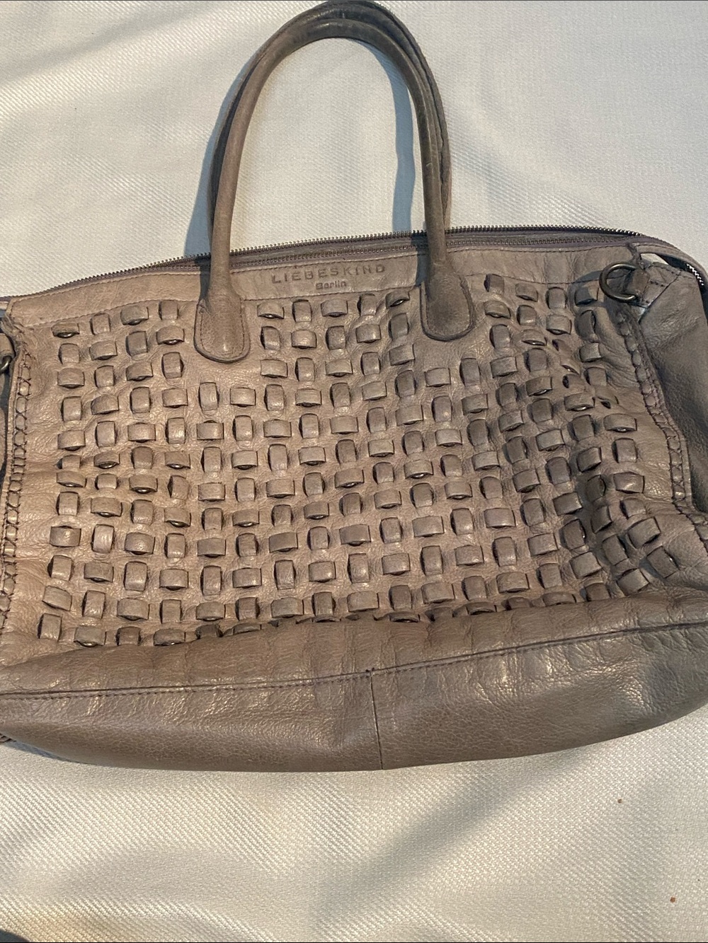 Liebeskind Taupe Woven Leather Tote